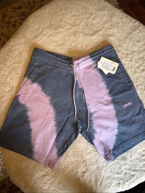 Levi's Pink & Gray Tie-Dye Drawstring Sweat Shorts w/ Pockets Size Medium  NWT